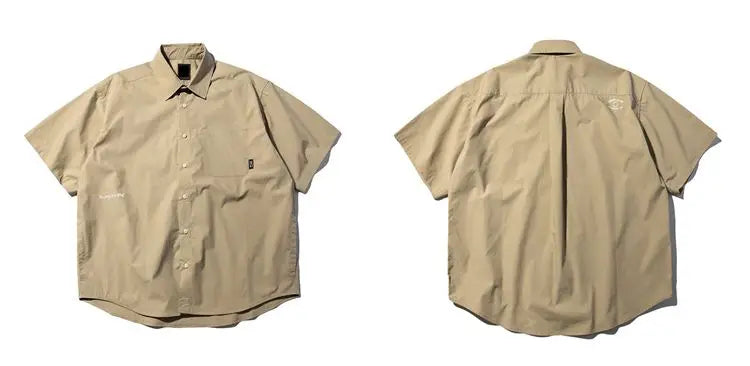 Summer Japanese retro Hong Kong style workwear short-sleeved shirt for women street loose casual versatile Korean style shirt Street King Limited