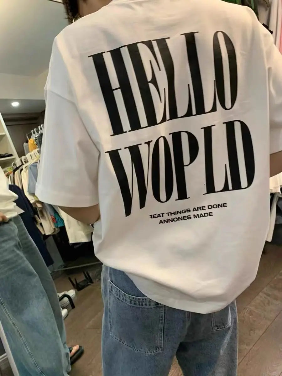 Summer Korean Style Simple Printed T-shirt Fashionable American Retro Y2K Loose Large Letter Ins Half-sleeved Sports Top Street King Limited