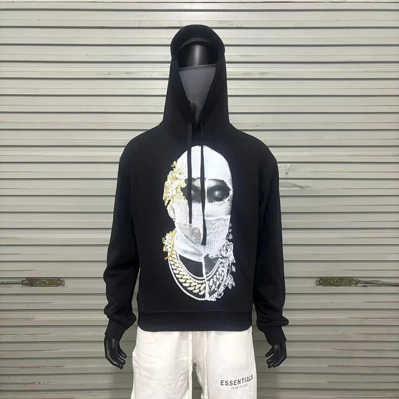 Black Rice White IH NOM UH NIT Hoodies Roses Masked Men Printing Loose Casual Lovers Men Woman Pullover Sweatshirts Street King Limited