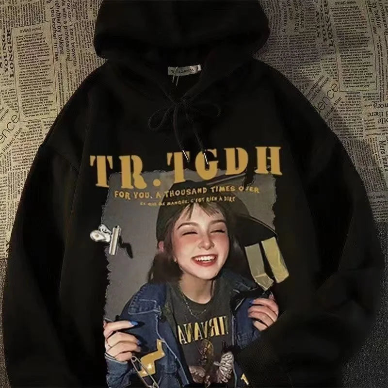 American Retro Oversized Hoodies For Men Graphic Print Streetwear New Hooded Sweatshirts Autumn Hip Hop Fashion Y2K Hoodie Street King Limited