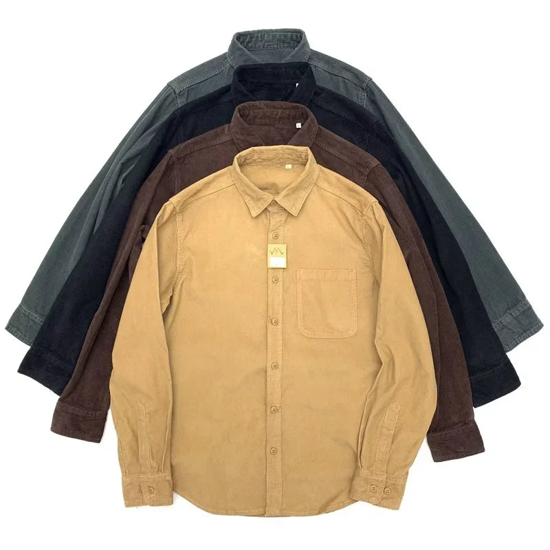 Streetwear Autumn American Casual Corduroy Long Sleeve Shirt For Men Retro Loose Autumn American Casual Corduroy Long Sleeve Shirt For Men Retro Loose Lapel Cargo Shirts 2025 New Korean Fashion Y2K Camisas Fashion Sweater Jacket With Graphic Design For Men
