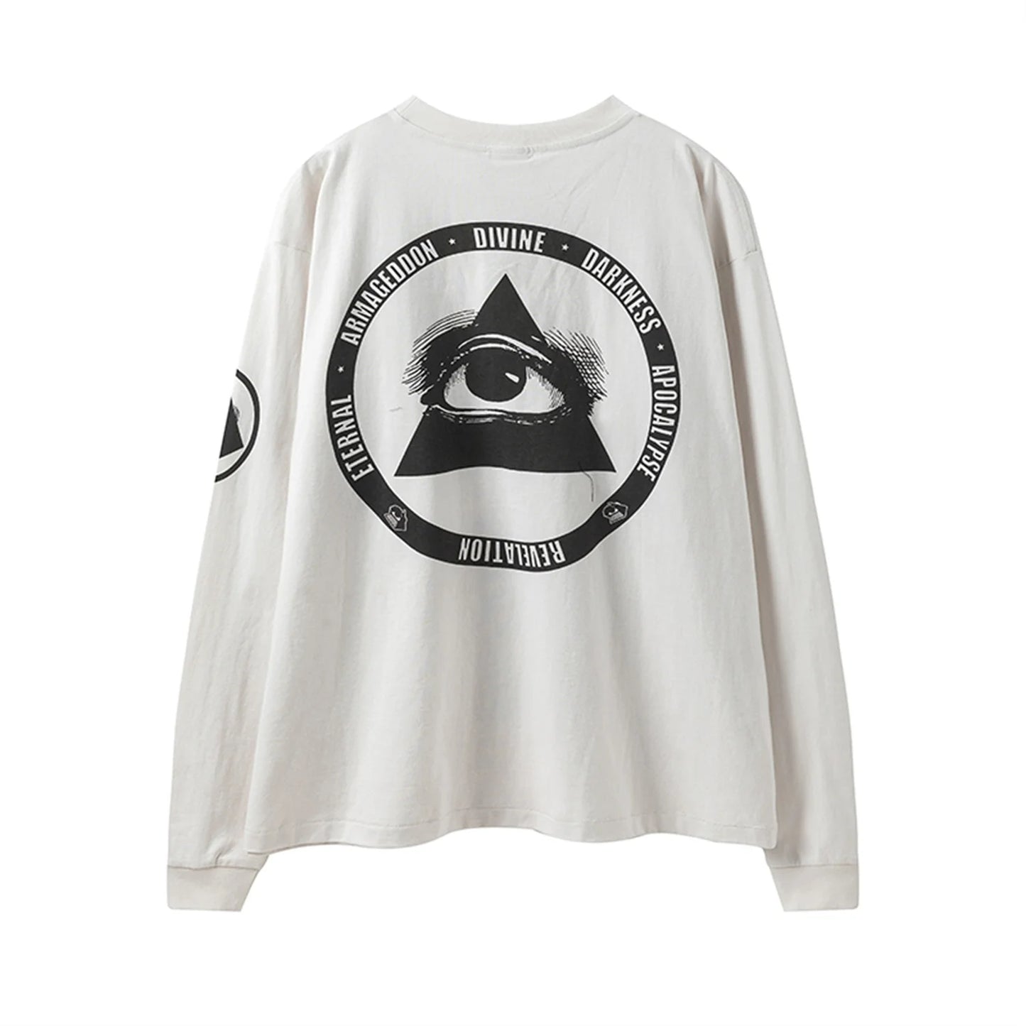 Summer 24ss Cross Print Brand Fashion Round Neck High-Street Round Neck Cotton Long Sleeve T Shirt Pullover Street King Limited