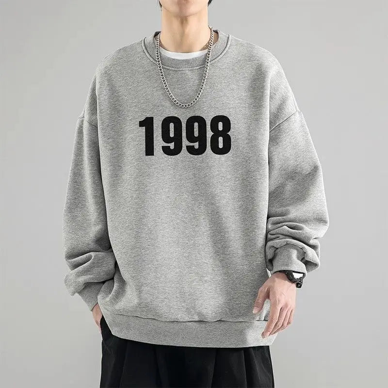 Trendy Korean Personality Simple Retro Sweatshirt for Boys 2024 New Spring and Autumn Ins American Sports Personality Youth Tops Street King Limited