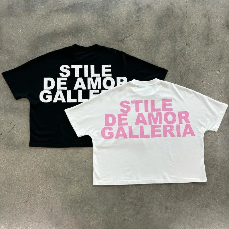 American High Street Trendy Brand Letters Anime Print Oversized Short-sleeved Tops Men Y2k Fashion Retro Casual T-shirts Women Street King Limited