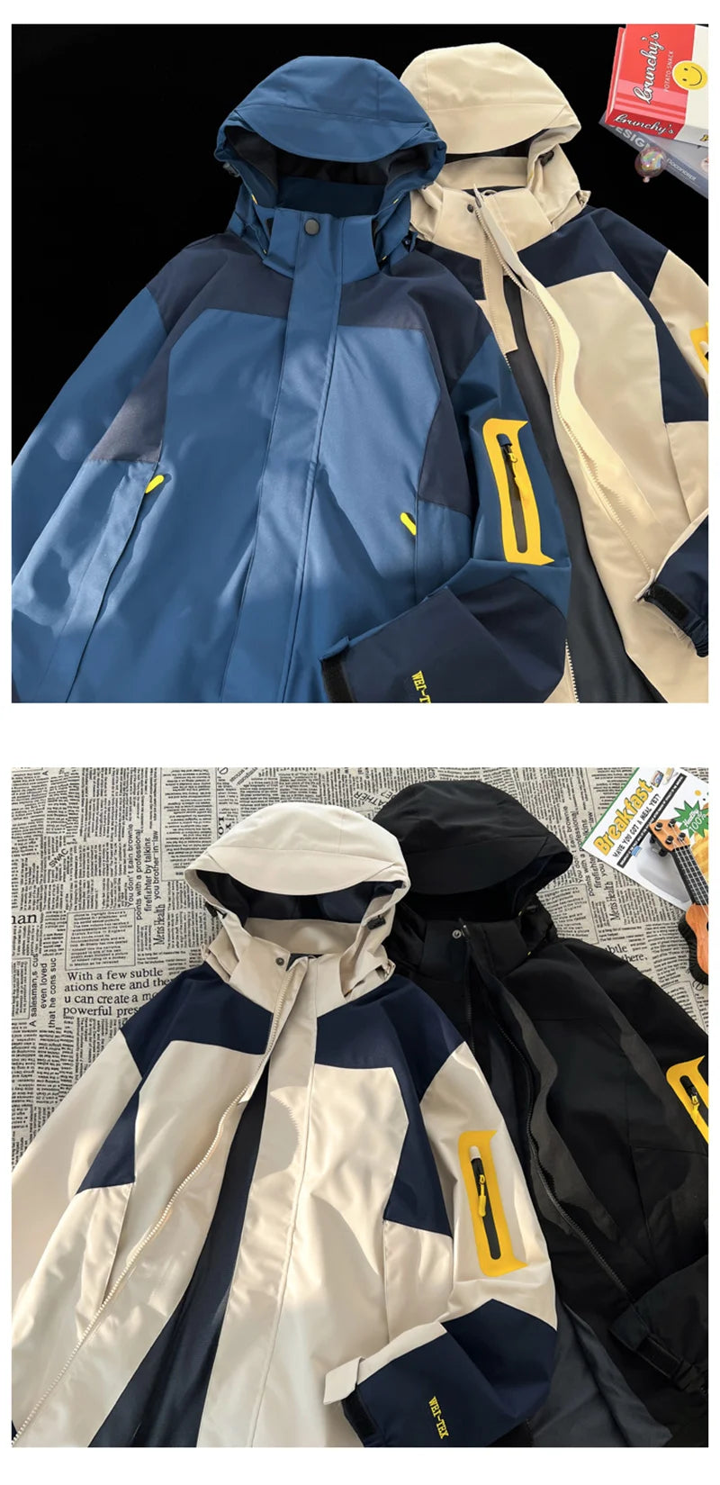 new colorblock pocket zip up hooded outdoor jackets for men fashion waterproof casual bomber jacket y2k motorcycle veste homme unique default style 126