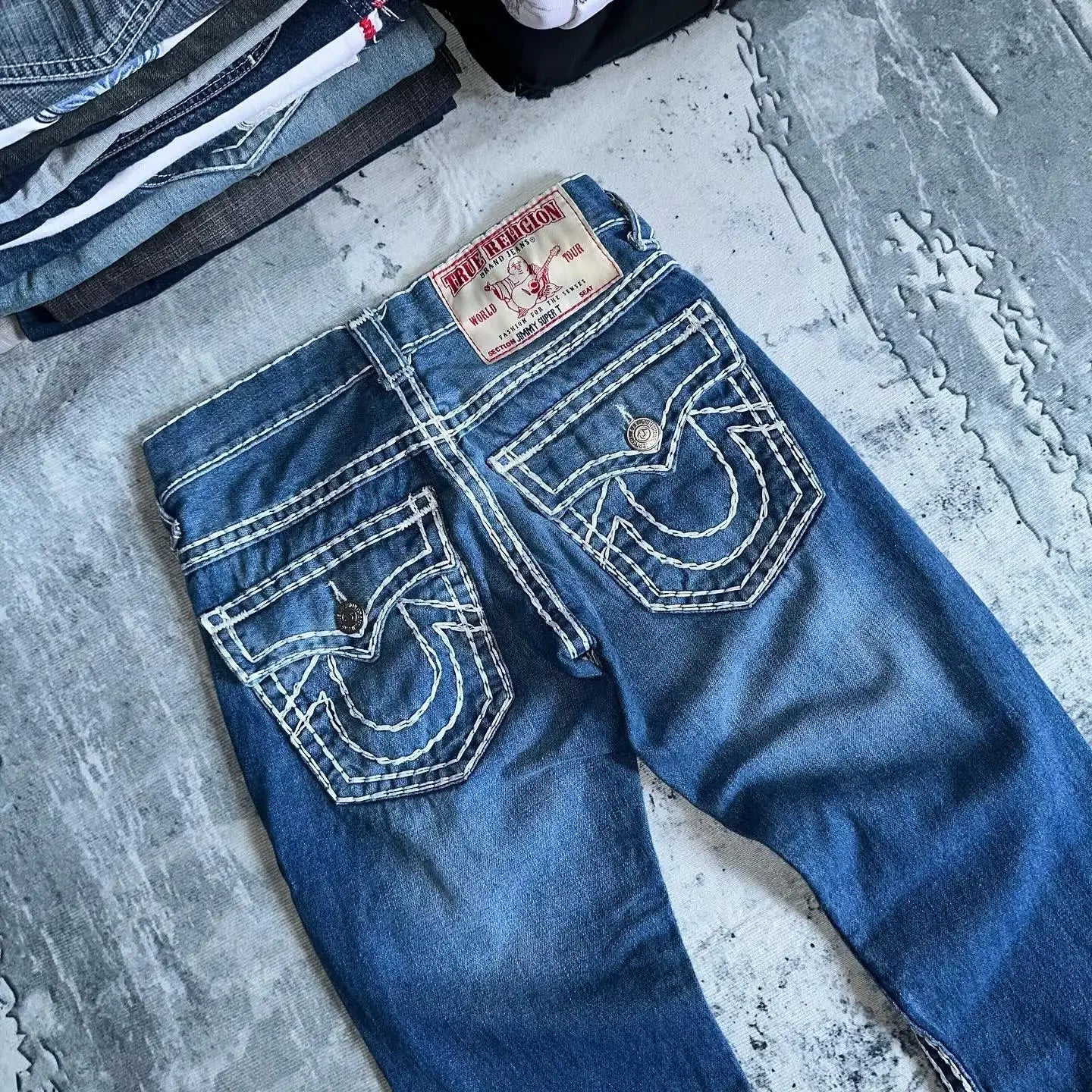 true faith embroidered jeans vintage street gothic loose casual denim hip hop red trousers couples baggy pants y2k clothes unique jeans style 3922