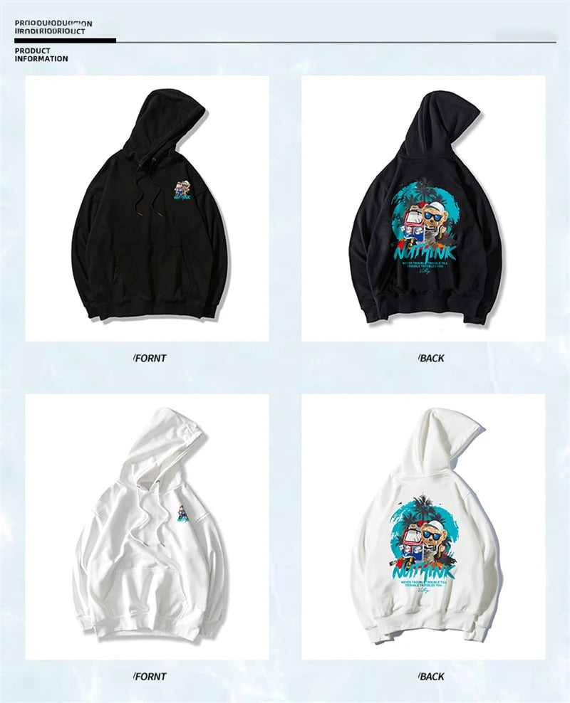 Funny Vacation Bear Graphic Printed Hoodies For Men Streetwear Hip Hop Clothing Fleece Hooded Sweatshirts Y2K Pullover Hoody Street King Limited