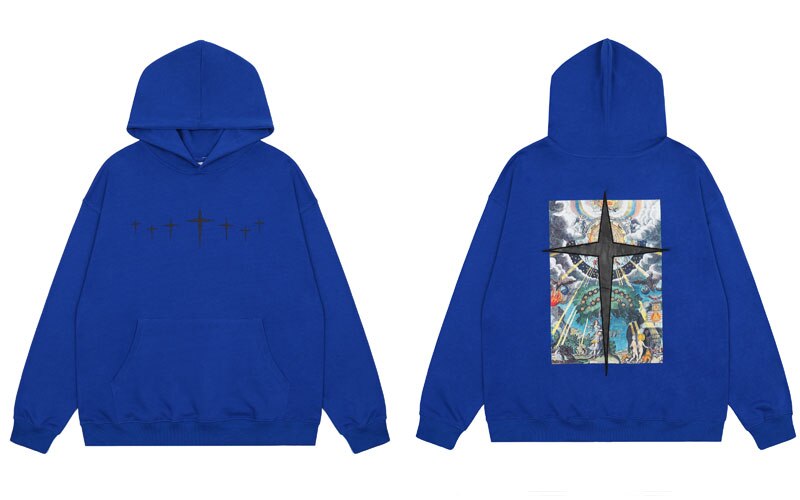 "Black Cross" Unisex Men Women Streetwear Graphic Hoodie Daulet Apparel