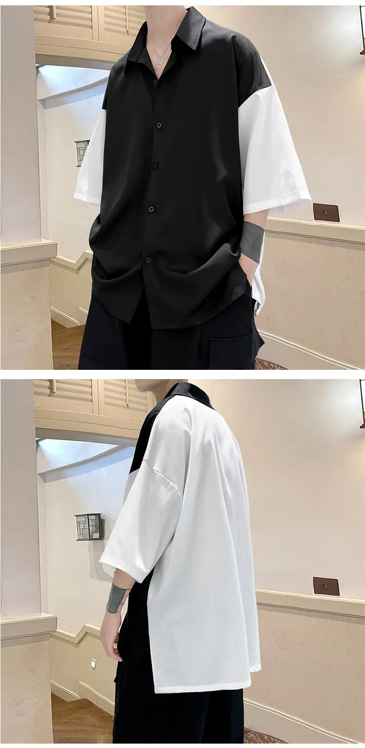 Summer Short Sleeve Shirt Men Fashion Oversized Ice Silk Shirt Men Streetwear Loose Dress Shirts Mens Hawaiian Shirt M-3XL Street King Limited
