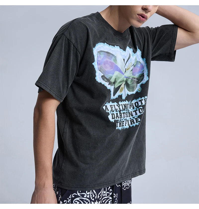 Rainbowtouches 2022 Brand Vintage Mens T-Shirt High Street Tidal Current Abstract Art Pattern Mens T Shirts Men Women T Shirt Street King Limited