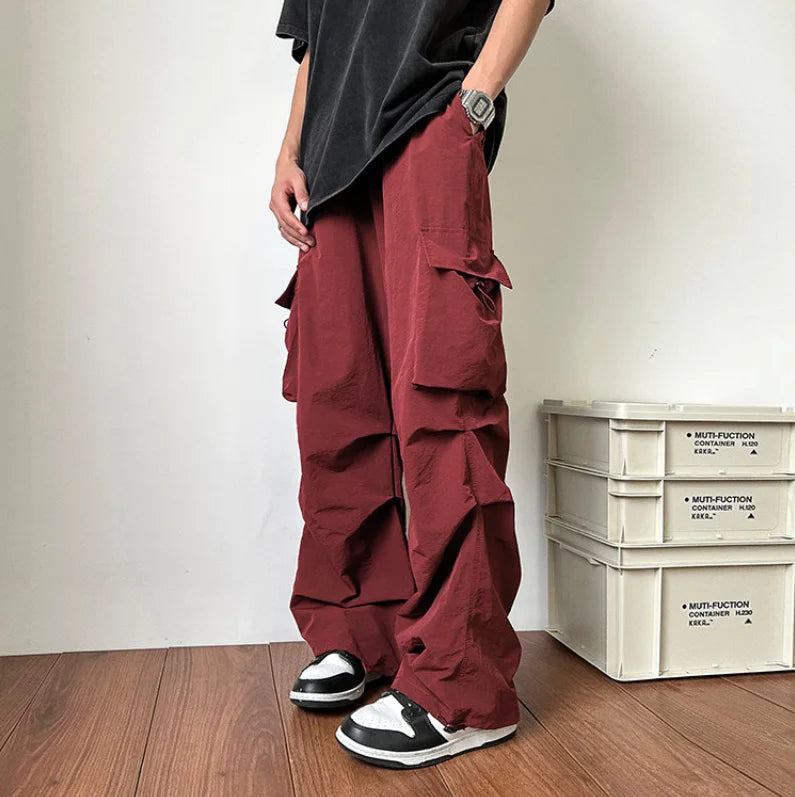 Summer Thin Pants Men Fashion Pocket Cargo Pants Men Japanese Streetwear Hip-hop Loose Straight Pants Mens Oversized Trousers Street King Limited