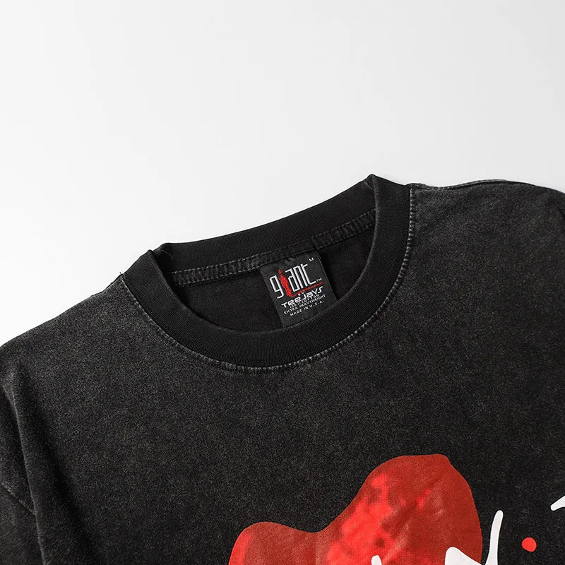 Saint T-shirt Summer Men Woman High Quality Street Hip Hop Chaopai Lovers Loose Casual O-Neck Wash Top Tees Street King Limited