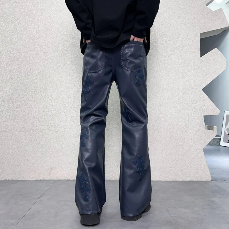 pu leather pants men streetwear fashion hip hop punk gothic vibe casual faux leather pant man boyfriend motorcycle trousers unique default style 2920