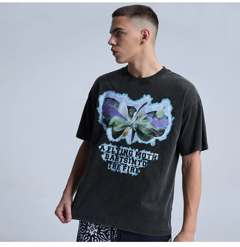 Rainbowtouches 2022 Brand Vintage Mens T-Shirt High Street Tidal Current Abstract Art Pattern Mens T Shirts Men Women T Shirt Street King Limited
