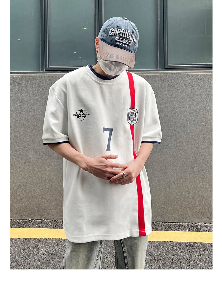 Summer American retro high street niche tops trendy brand ins fashion design oversize couple short-sleeved T-shirt y2k tops emo Street King Limited