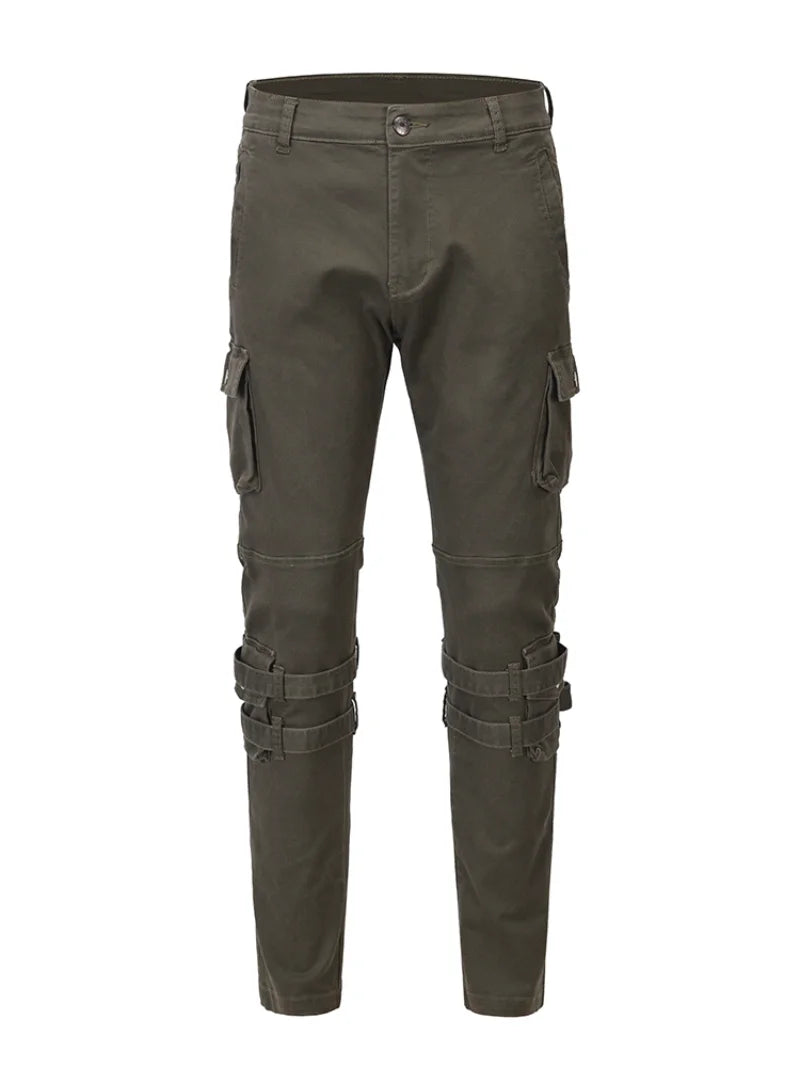 mens high street jeans casual hip hop military cargo pockets trousers new fashion slim fit zipper skinny denim pants joggers unique joggers style 1680
