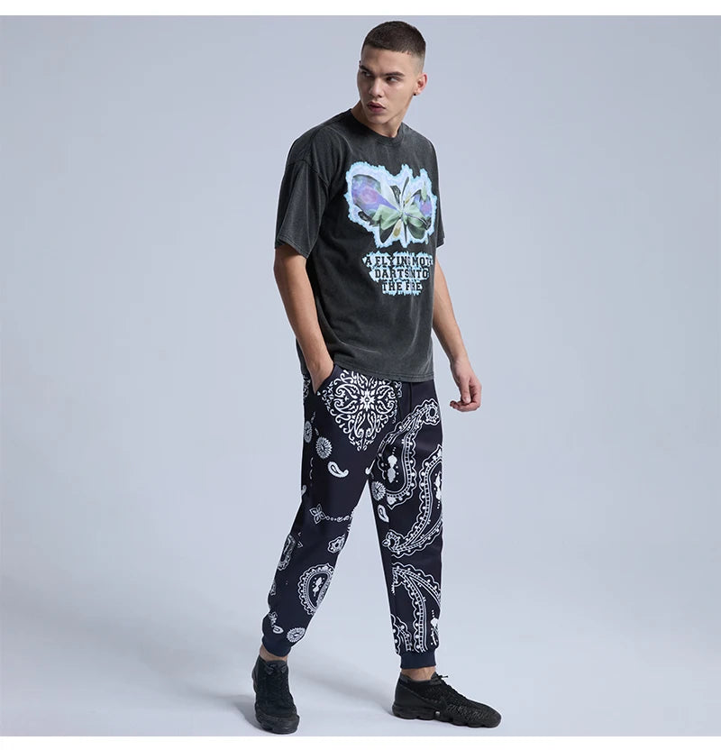 Rainbowtouches 2022 Brand Vintage Mens T-Shirt High Street Tidal Current Abstract Art Pattern Mens T Shirts Men Women T Shirt Street King Limited