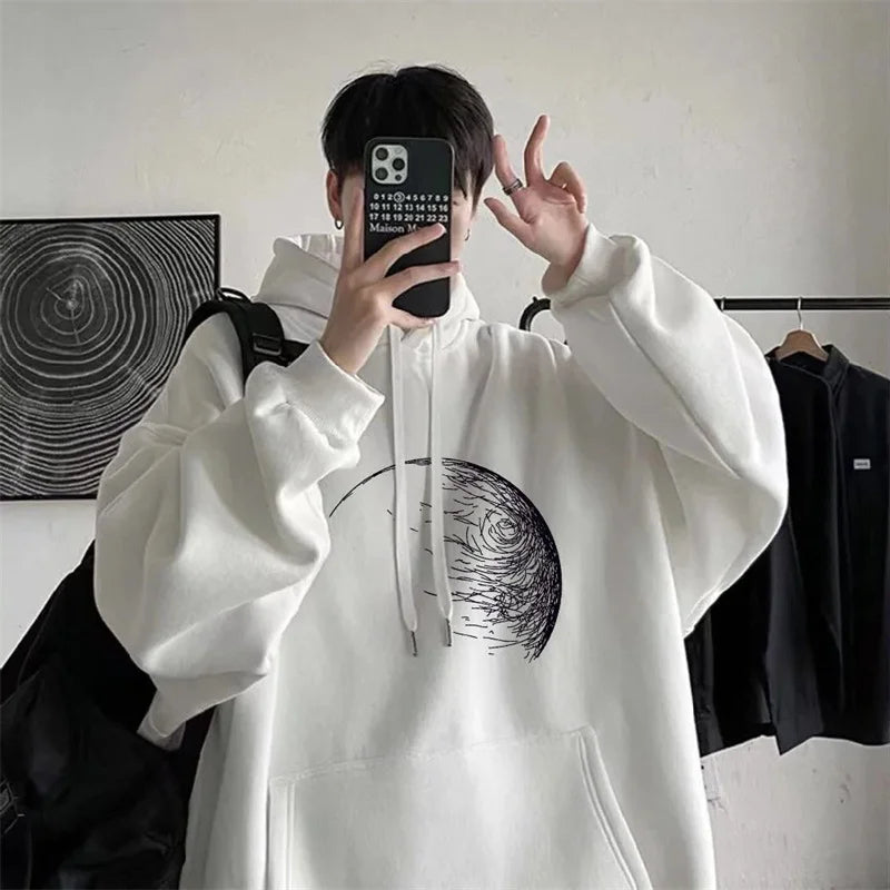 Goth Fashion Graphic Printed Hoodies Men's Autumn Hip Hop Fashion Oversized Hooded Sweatshirts New Y2K Streetwear Clothes Street King Limited