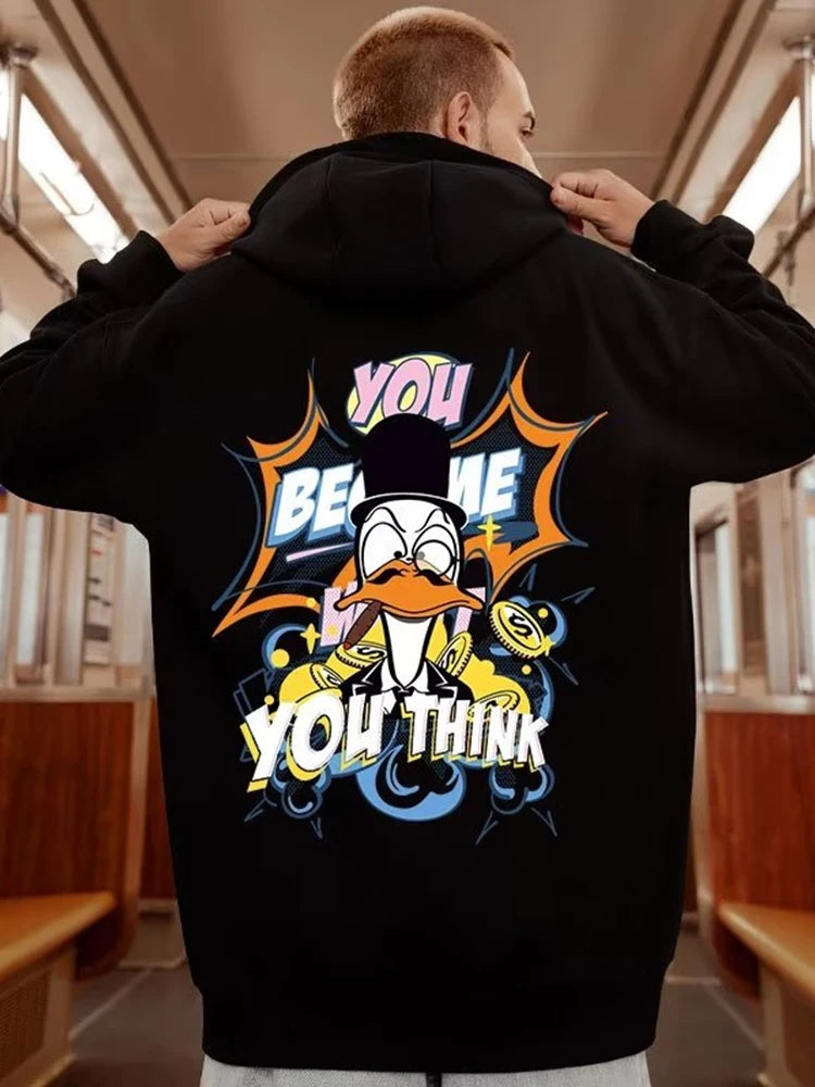 Autumn Funny Cartoon Duck Graphic Y2K Hoodies Oversized Hip Hop Fashion Sweatshirts Vintage Streetwear Punk Hoody Clothes Street King Limited