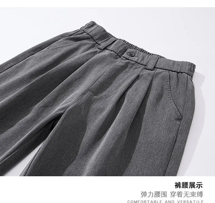 suit pant men korean streetwear fashion loose casual plus size straight suit pant office man commuter pants trousers unique default style 2107