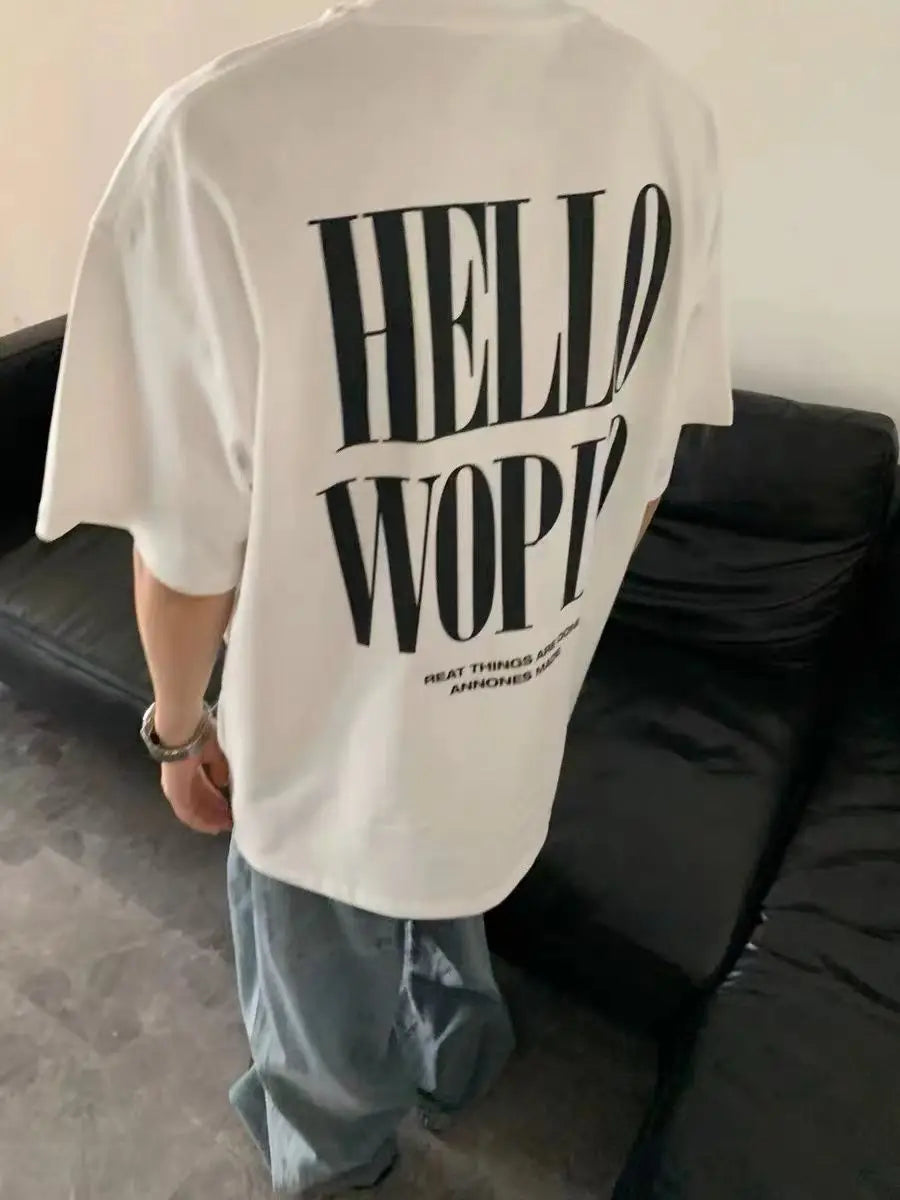 Summer Korean Style Simple Printed T-shirt Fashionable American Retro Y2K Loose Large Letter Ins Half-sleeved Sports Top Street King Limited