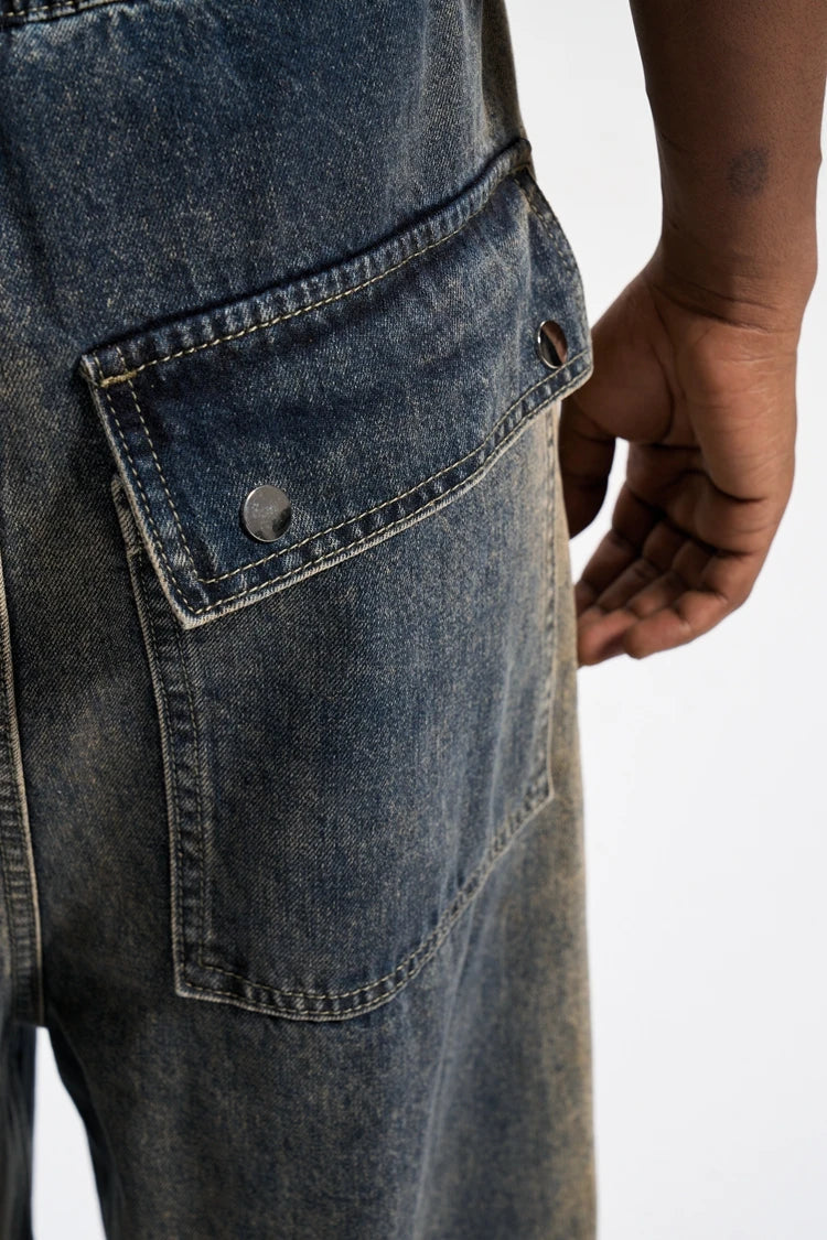 mens high street loose denim jeans casual straight retro washed jeans hip hop streetwear casual wide legs joggers baggy jeans unique joggers style 1862