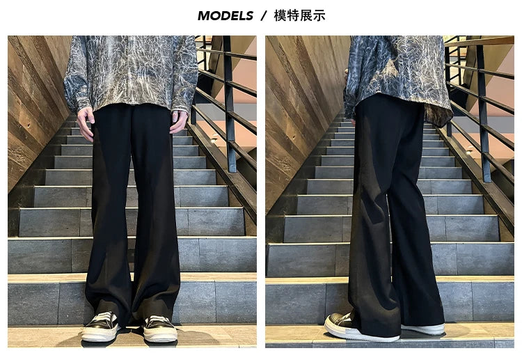 2025 mens four seasons new mid waist micro flared casual pants fashion trend leisure mens flared leg trousers korean pants men unique default style 1271