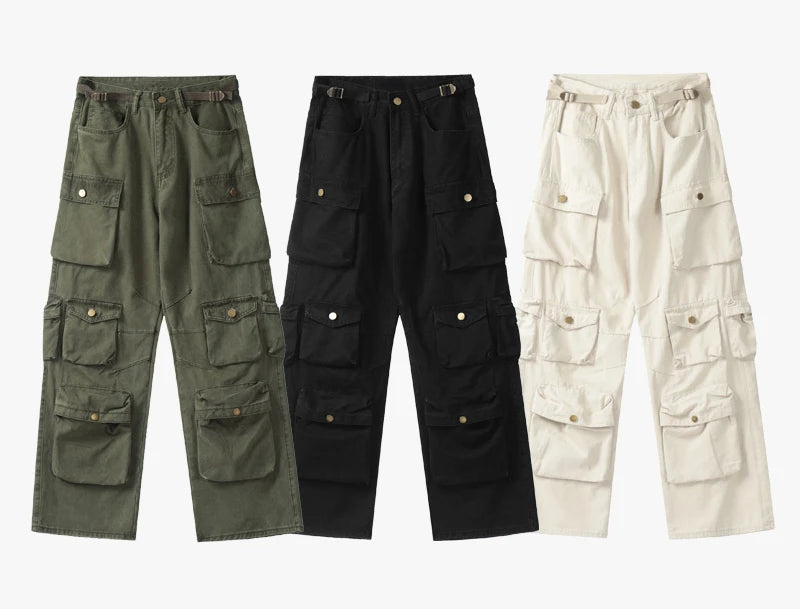unisex hip hop pants retro cargo pant streetwear multi pockets zipper harajuku joggers new casual loose straight baggy trousers unique joggers style 1068