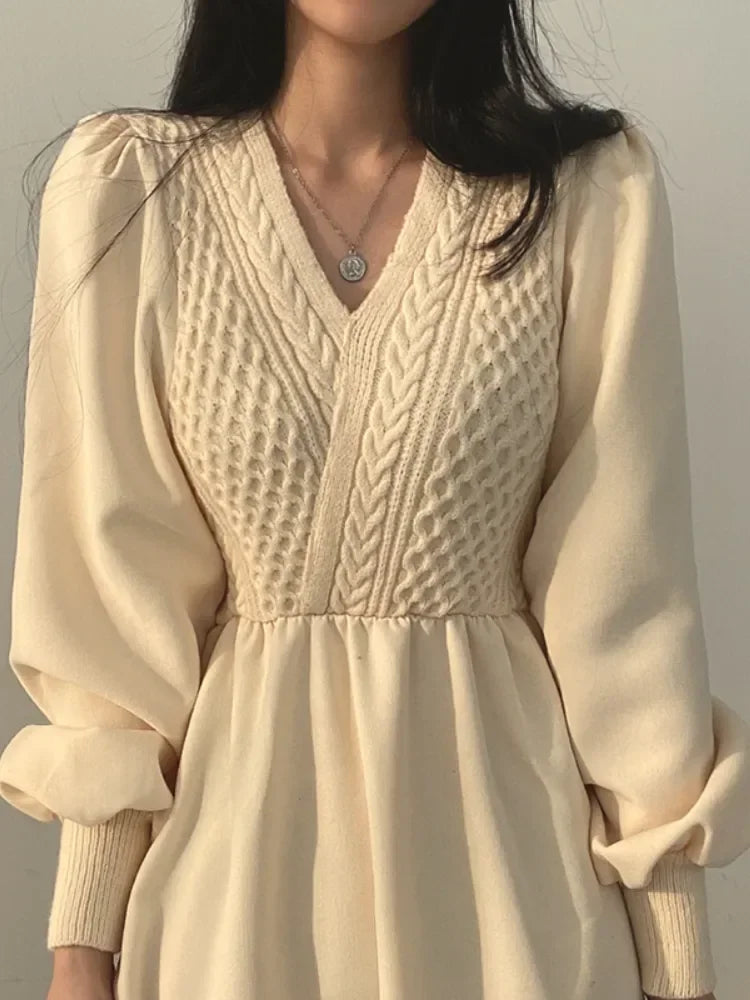 Winter Dress Long Elegant Splicing Stripes Y2k Knitted Dress Women Koean Fashion Long Sleeve Dresses Female Club Party Vestidos Street King Limited