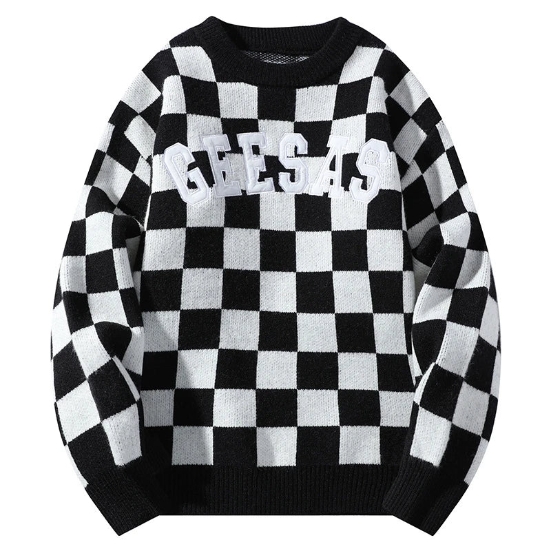 Rainbowtouches Streetwear Men Sweaters Winter Clothes Long Sleeve Casual Knitted Tops Harajuku Plaid Pullovers Couple Sweater Street King Limited