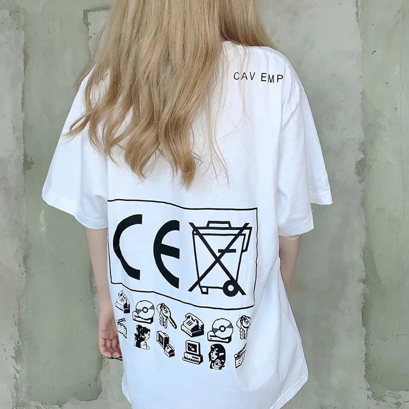 High Quality CAVEMPT Tops Tee Phantom Letter Printing Classic All-match Men Woman Loose O-Neck Summer C.E T Shirt Street King Limited
