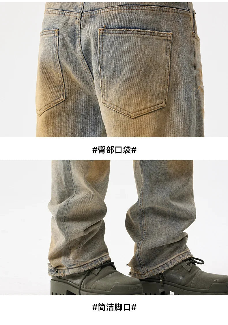 men patch hole distressed plus size denim pant ripped jeans streetwear fashion hip hop vibe loose casual baggy jeans trousers 40 unique jeans style 3089
