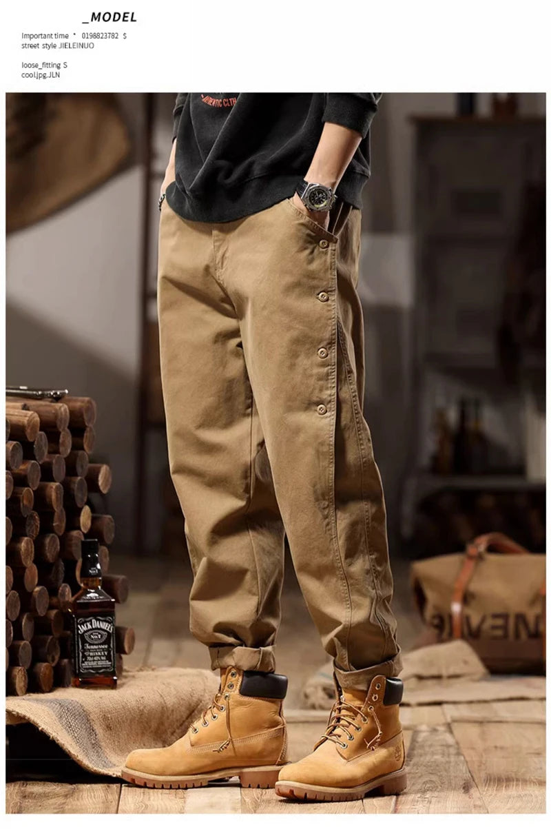 new breasted cargo tracksuit pants for men autumn y2k vintage harem tactical sweatpants casual outdoor baggy joggers trousers unique joggers style 48