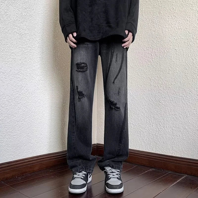 summer high street ripped jeans mens hip hop vintage design punk denim trousers hombre harajuku fashion casual y2k baggy jean urban skinny jeans