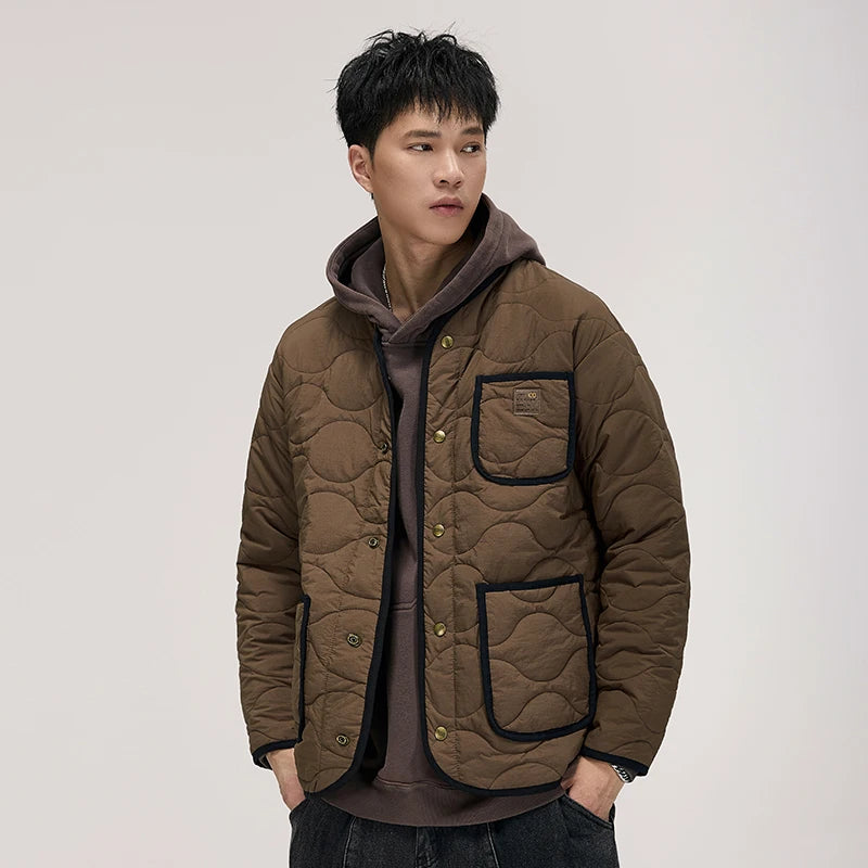 autumn winter quilted jacket men thick plaid blazer jacket commuter man business streetwear fashion suit coat outerwear unique default style 1402