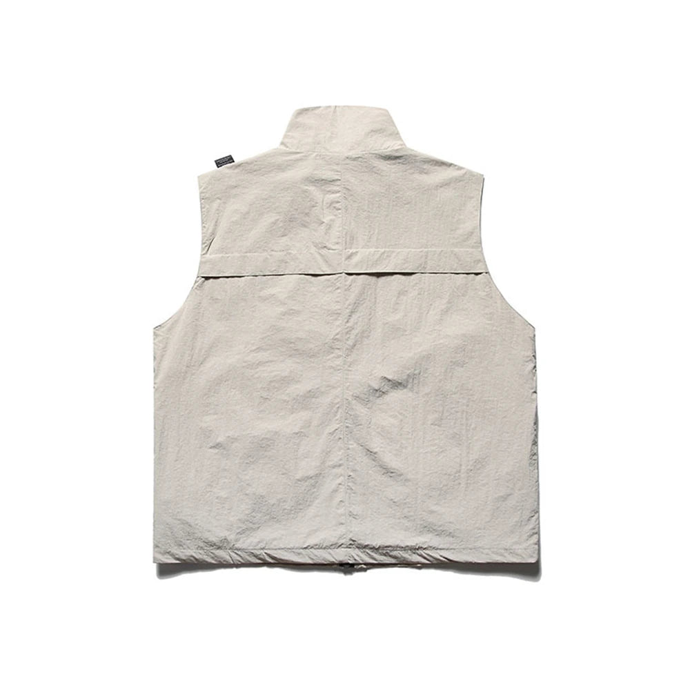 summer men fishing travel photo hiking vest waistcoat outdoor leisure solid color vest khaki black casual sleeveless jacket unique default style 6215