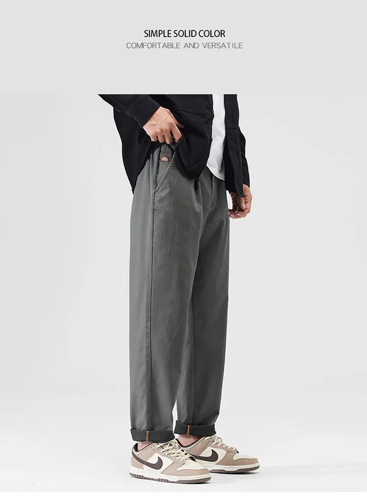 japanese casual pants mens spring autumn loose fashion solid color simple elastic waist sports pants man harem trousers unique default style 2157