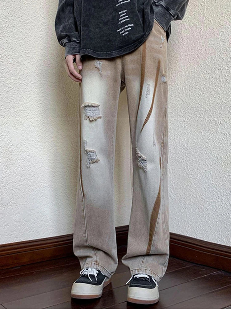 summer high street ripped jeans mens hip hop vintage design punk denim trousers hombre harajuku fashion casual y2k baggy jean unique jeans style 3182