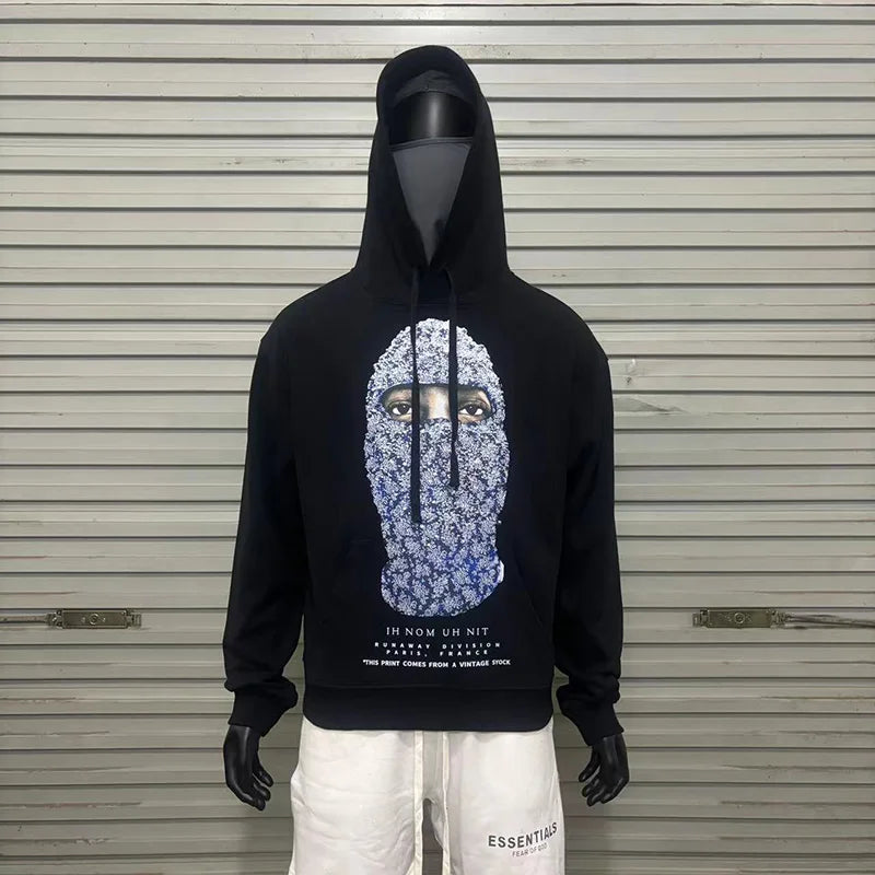 Black Rice White IH NOM UH NIT Hoodies Roses Masked Men Printing Loose Casual Lovers Men Woman Pullover Sweatshirts Street King Limited