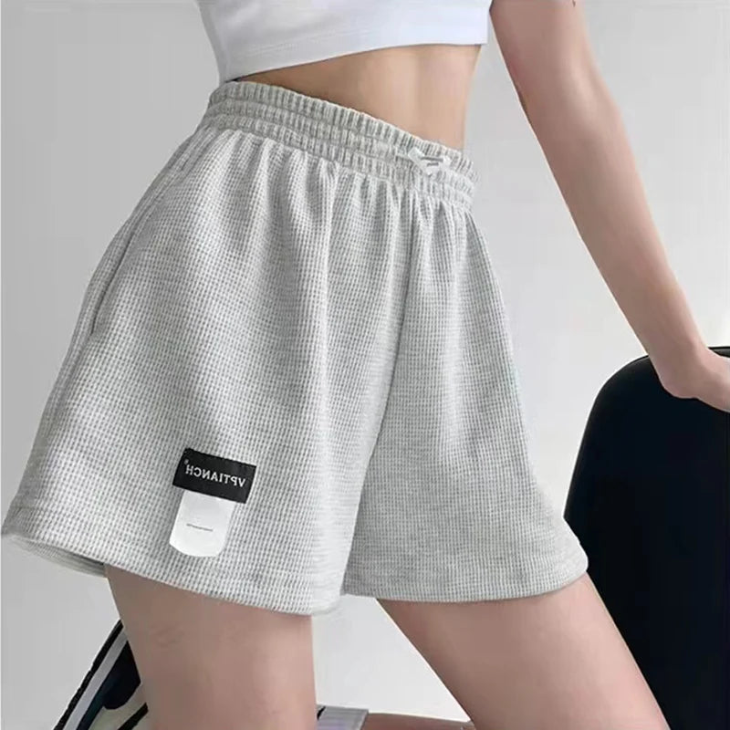 Women's Shorts 2023 Summer High Waisted Sports Shorts Loose Bottoms Female Casual Elastic Waist Hot Pants Solid Color Homewear Street King Limited