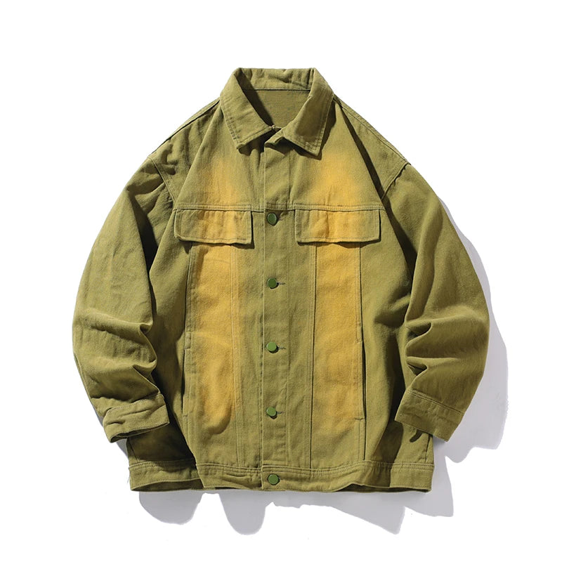 vintage high street washed denim jacket fashion streetwear luxury brand unisex jean coats loose casual male jackets vintage washed jeans