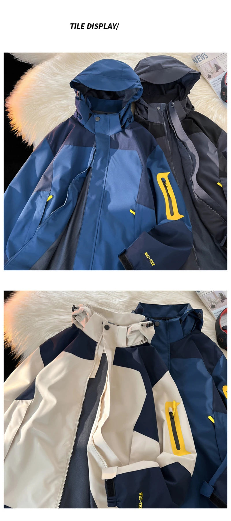 new colorblock pocket zip up hooded outdoor jackets for men fashion waterproof casual bomber jacket y2k motorcycle veste homme unique default style 125
