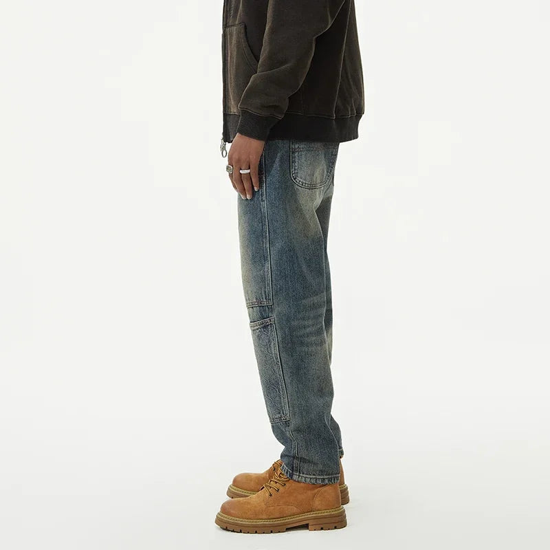 men streetwear fashion loose casual plus size denim harem jeans pant cityboy retro splice pocket cargo jeans trousers 40 38 military streetwear pants