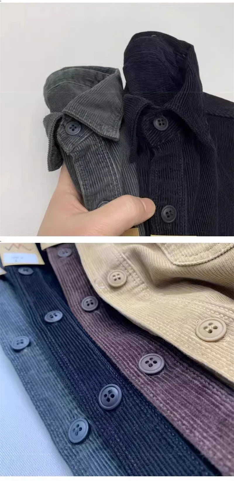Streetwear Autumn American Casual Corduroy Long Sleeve Shirt For Men Retro Loose Autumn American Casual Corduroy Long Sleeve Shirt For Men Retro Loose Lapel Cargo Shirts 2025 New Korean Fashion Y2K Camisas Fashion Sweater Jacket With Graphic Design For Men