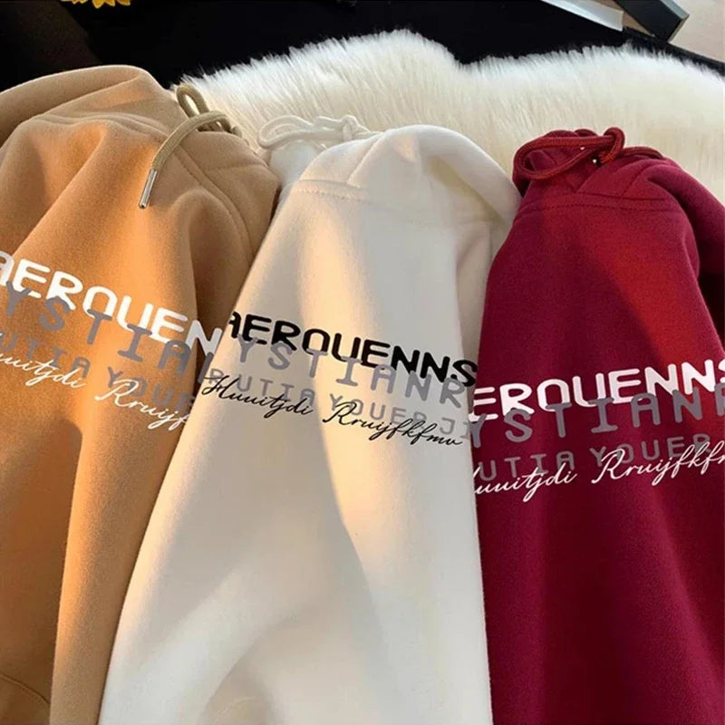 Autumn High Street Letter Printed Hooded Sweatshirt Men Casual Loose Vintage American Style Hoodies Y2K Aesthetic Fashion Hoodie Street King Limited