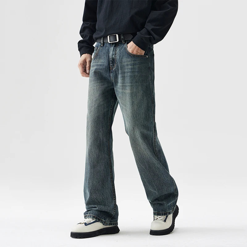 mens plus size retro fashion streetwear loose casual micro flared denim pants jeans cityboy jeans trousers 28 40 vintage washed jeans