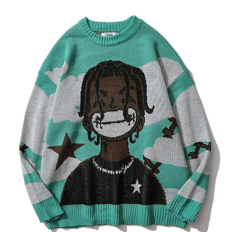 Traf-2024 Women's Sweater zssiibo Official Website Autumn New y2k Anime Cartoon Pattern Hoodie Women's Clothing Sales Street King Limited