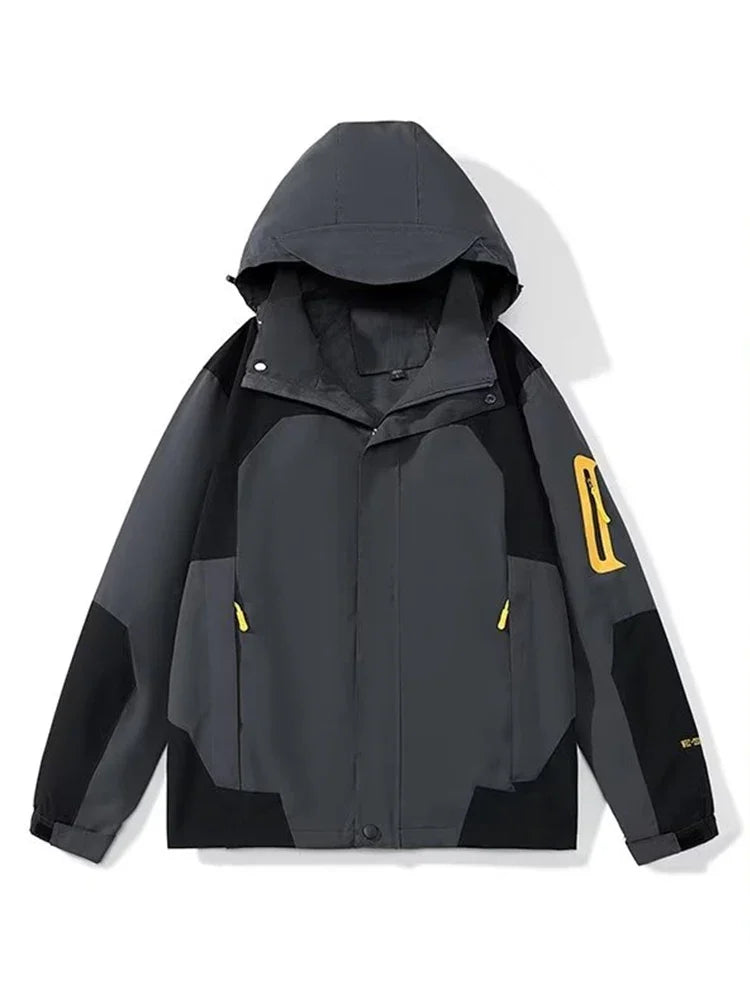 new colorblock pocket zip up hooded outdoor jackets for men fashion waterproof casual bomber jacket y2k motorcycle veste homme unique default style 133