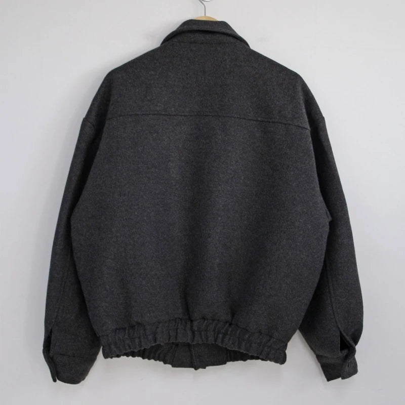 2024 loose casual mens solid color jacket fashion daily commuting windproof short woolen coat thickened warm summer street shorts