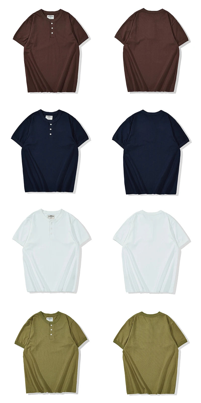 Summer Men's Heavy Cotton T Shirt Solid Color Round Neck Short Sleeve Basic Shirt TopTees Male Leisure Knitted Henry Tshirt Street King Limited
